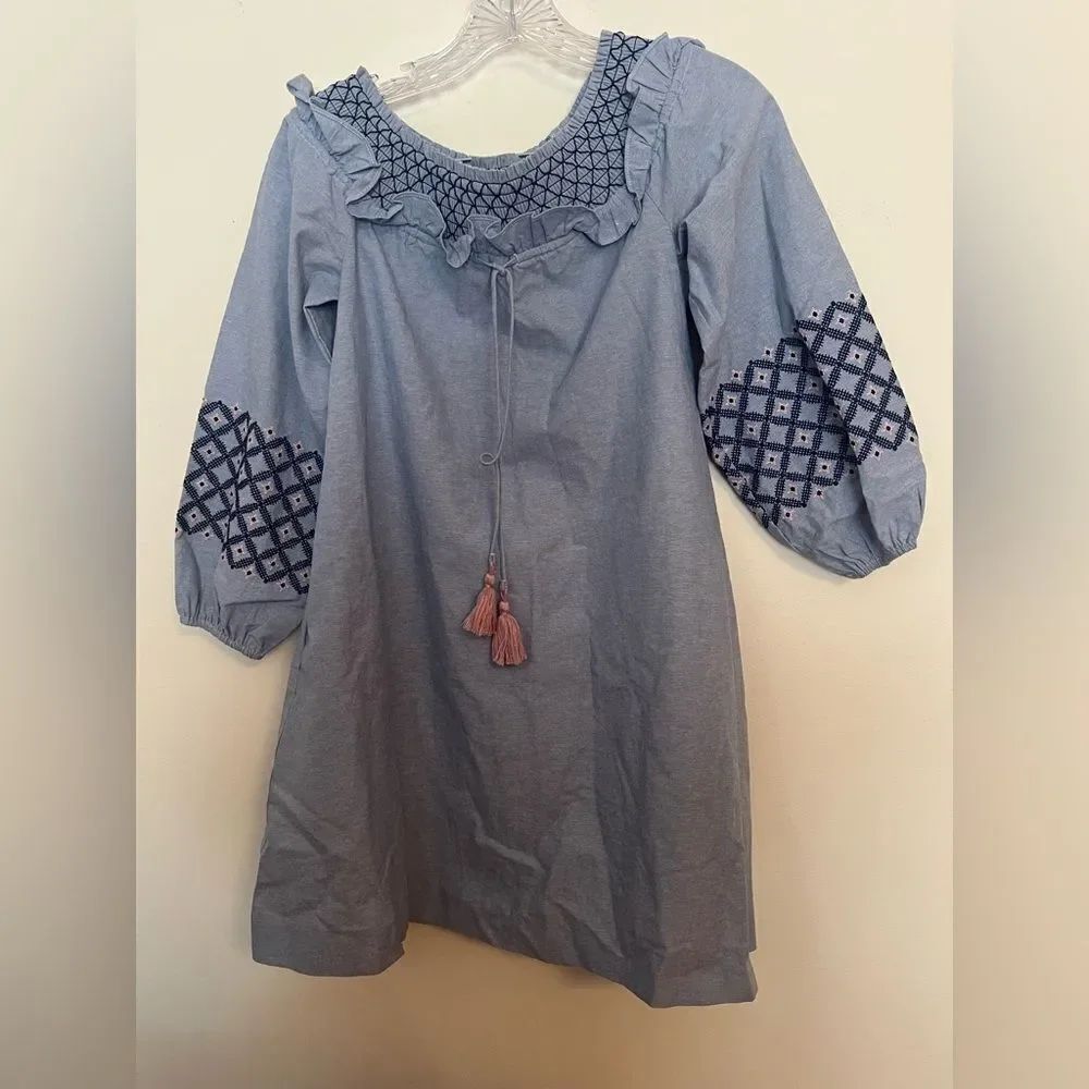 Rebecca Minkoff Blue and Pink Embroidered Dress